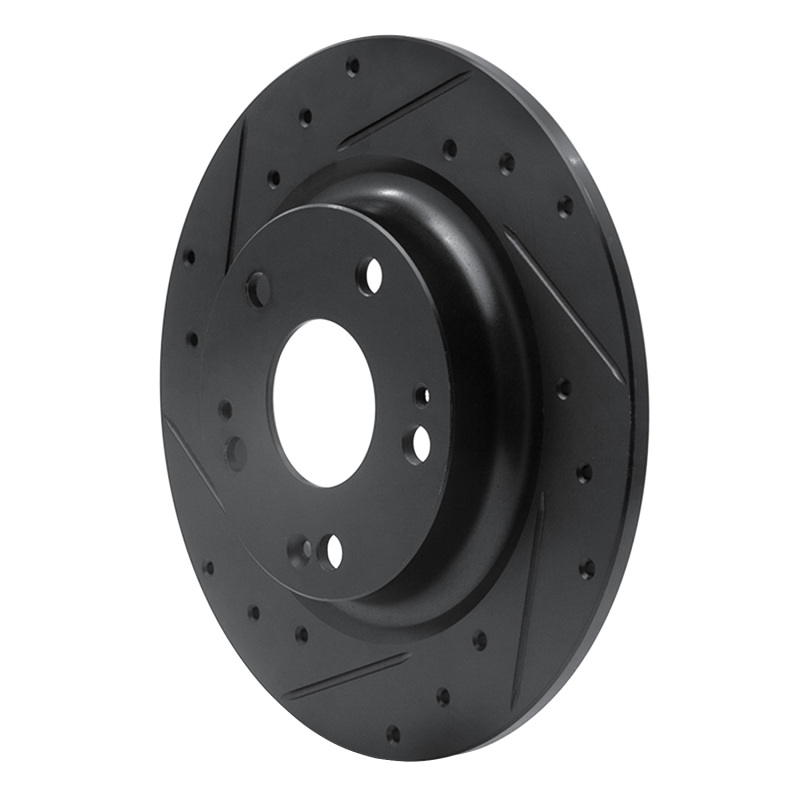 Honda Civic Brake Rotor (1) - Rear Left - R1 Concepts - Drilled & Slotted - Black - `17-`20